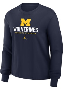 Nike Michigan Wolverines Womens Blue Boxy Top LS Tee
