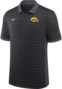 Nike Iowa Hawkeyes Mens Black Victory Stripe Short Sleeve Polo