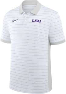 Nike LSU Tigers Mens White Victory Stripe Short Sleeve Polo