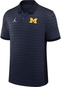 Nike Michigan Wolverines Mens Blue Jordan Victory Stripe Short Sleeve Polo