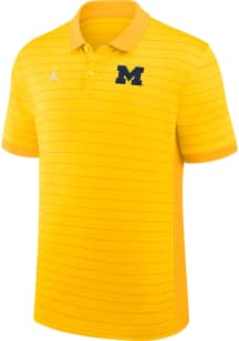 Nike Michigan Wolverines Mens Yellow Jordan Victory Stripe Short Sleeve Polo
