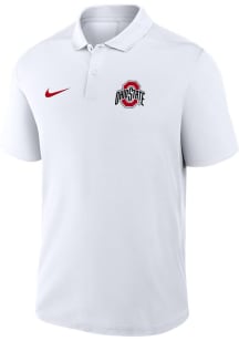 Nike Ohio State Buckeyes Mens White Victory Primary Logo Short Sleeve Polo
