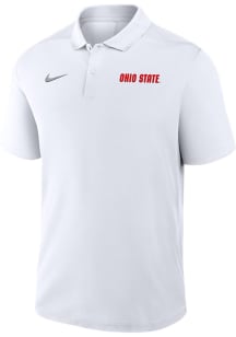 Nike Ohio State Buckeyes Mens White Victory Wordmark Short Sleeve Polo