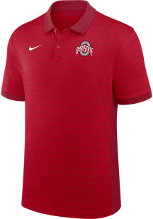 Nike Ohio State Buckeyes Mens Red Victory Stripe Short Sleeve Polo