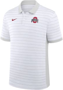 Nike Ohio State Buckeyes Mens White Victory Stripe Short Sleeve Polo
