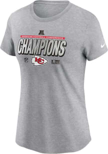 Nike Kansas City Chiefs Womens Grey 2024 Conference Champs Trophy Collection Short Sleeve T-Shirt