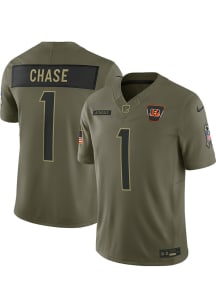 Ja'Marr Chase Nike Cincinnati Bengals Mens Olive Salute to Service Limited Football Jersey