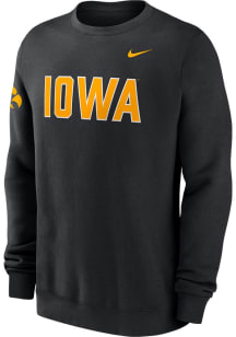 Nike Iowa Hawkeyes Mens Black Club Fleece Long Sleeve Crew Sweatshirt
