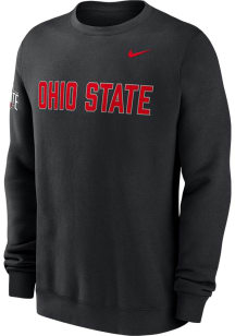 Nike Ohio State Buckeyes Mens Black Club Fleece Long Sleeve Crew Sweatshirt