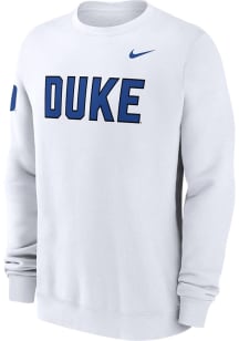 Nike Duke Blue Devils Mens White Club Fleece Long Sleeve Crew Sweatshirt