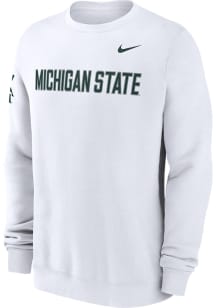 Nike Michigan State Spartans Mens White Club Fleece Long Sleeve Crew Sweatshirt