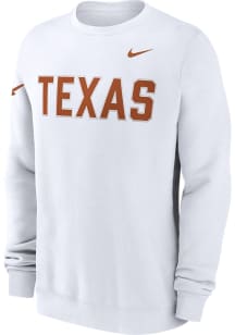 Nike Texas Longhorns Mens White Club Fleece Long Sleeve Crew Sweatshirt
