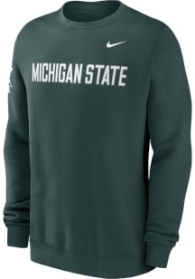 Nike Michigan State Spartans Mens Green Club Fleece Long Sleeve Crew Sweatshirt