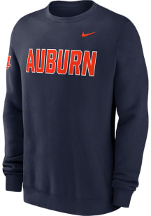 Nike Auburn Tigers Mens Navy Blue Club Fleece Long Sleeve Crew Sweatshirt