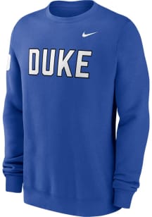 Nike Duke Blue Devils Mens Blue Club Fleece Long Sleeve Crew Sweatshirt