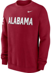 Nike Alabama Crimson Tide Mens Crimson Club Fleece Long Sleeve Crew Sweatshirt