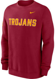Nike USC Trojans Mens Cardinal Club Fleece Long Sleeve Crew Sweatshirt