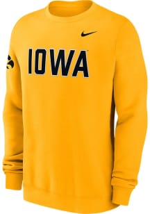Nike Iowa Hawkeyes Mens Gold Club Fleece Long Sleeve Crew Sweatshirt