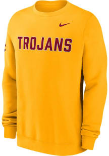 Nike USC Trojans Mens Gold Club Fleece Long Sleeve Crew Sweatshirt