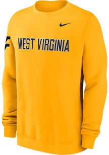 Nike West Virginia Mountaineers Mens Gold Club Fleece Long Sleeve Crew Sweatshirt