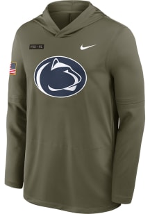 Nike Penn State Nittany Lions Mens Olive Military Appreciation Dri-FIT Long Sleeve Lightweight Hoo..
