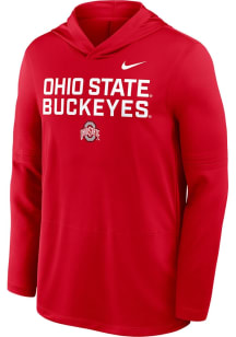 Nike Ohio State Buckeyes Mens Red Dri-Fit Long Sleeve Lightweight Hoodie
