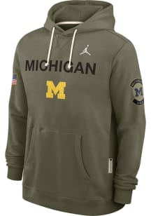 Nike Michigan Wolverines Mens Olive Military Appreciation Jordan Dri-FIT Hood