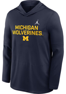 Nike Michigan Wolverines Mens Blue Dri-Fit Long Sleeve Lightweight Hoodie