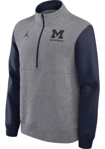 Nike Michigan Wolverines Mens Blue Club Fleece Long Sleeve Qtr Zip Fashion Pullover