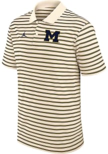 Nike Michigan Wolverines Mens Tan Striped Short Sleeve Polo