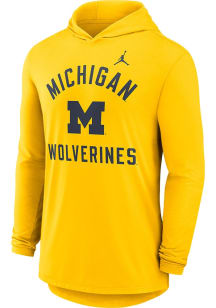 Nike Michigan Wolverines Mens Yellow Arch Long Sleeve Lightweight Hoodie