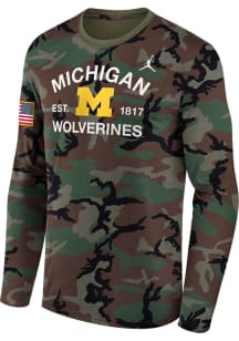 Nike Michigan Wolverines Olive Military Appreciation Jordan Dri-FIT Long Sleeve T Shirt