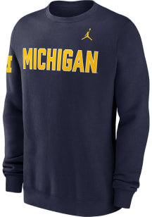 Nike Michigan Wolverines Mens Blue Club Fleece Long Sleeve Crew Sweatshirt