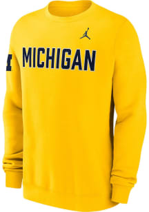 Nike Michigan Wolverines Mens Yellow Club Fleece Long Sleeve Crew Sweatshirt