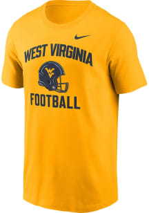 Nike West Virginia Mountaineers Gold Football Helmet Short Sleeve T Shirt