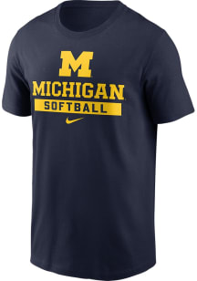 Nike Michigan Wolverines Blue Softball Short Sleeve T Shirt