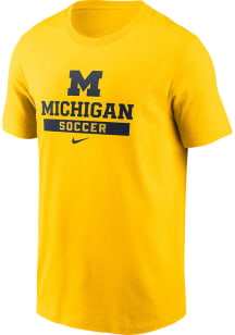 Nike Michigan Wolverines Yellow Soccer Short Sleeve T Shirt