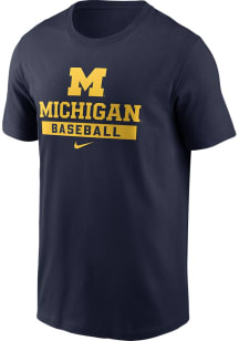 Nike Michigan Wolverines Blue Baseball Short Sleeve T Shirt
