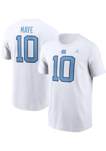 Drake Maye North Carolina Tar Heels White Name and Number Short Sleeve Player T Shirt