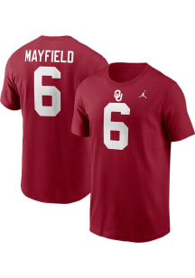 Baker Mayfield Oklahoma Sooners Crimson Name and Number Short Sleeve Player T Shirt