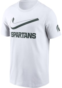 Nike Michigan State Spartans White Cotton Two Hit Swoosh Short Sleeve T Shirt