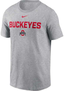 Nike Ohio State Buckeyes Grey Cotton Two Hit Short Sleeve T Shirt