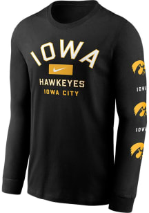 Nike Iowa Hawkeyes Black Cotton Two Hit Long Sleeve T Shirt