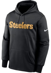 Nike Pittsburgh Steelers Mens Black WORDMARK THERMA Hood