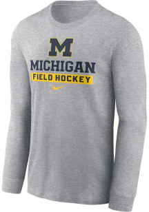 Nike Michigan Wolverines Grey Cotton Long Sleeve T Shirt