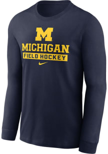 Nike Michigan Wolverines Blue Cotton Long Sleeve T Shirt