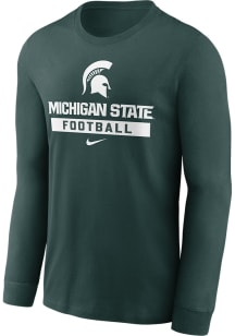 Nike Michigan State Spartans Green Cotton Long Sleeve T Shirt