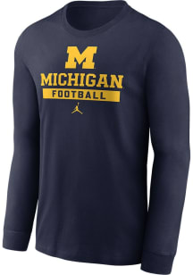 Nike Michigan Wolverines Blue Football Long Sleeve T Shirt
