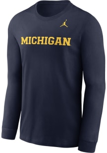 Nike Michigan Wolverines Blue Wordmark Long Sleeve T Shirt