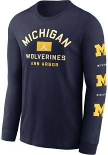 Nike Michigan Wolverines Blue Two Hit Long Sleeve T Shirt